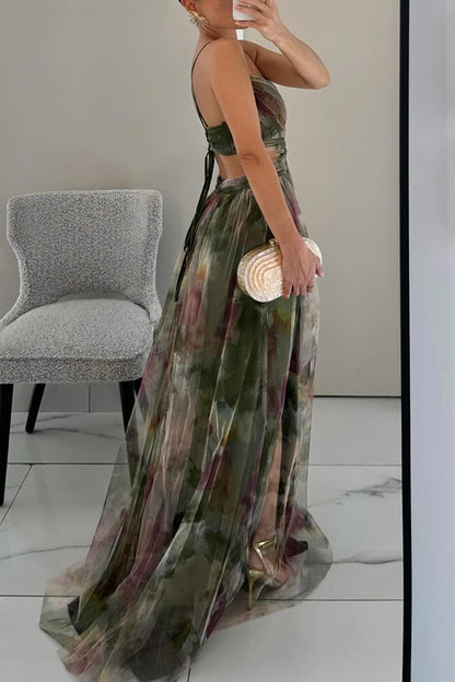 Selina | Damen Falten-Maxi-Kleid