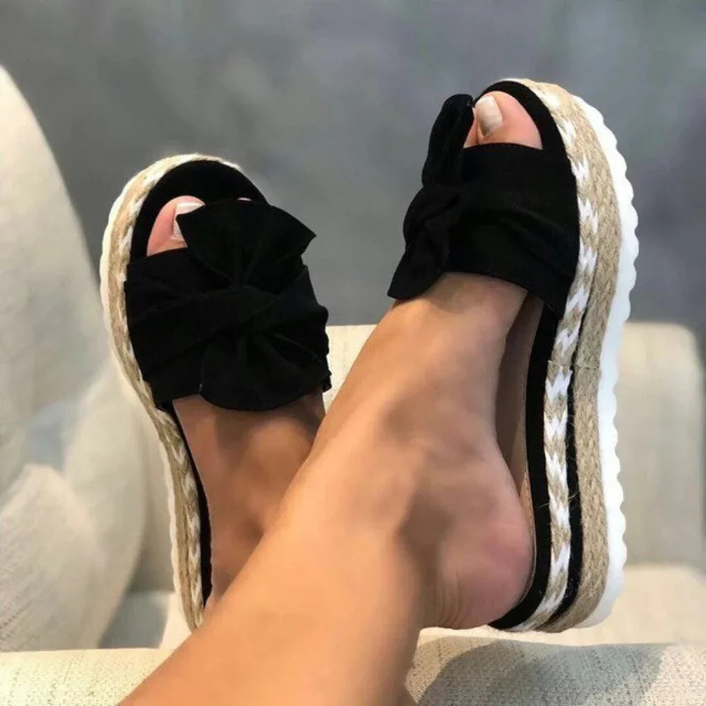 Nadine | Damen Frühlings Schleifen Slip-On Sandalen