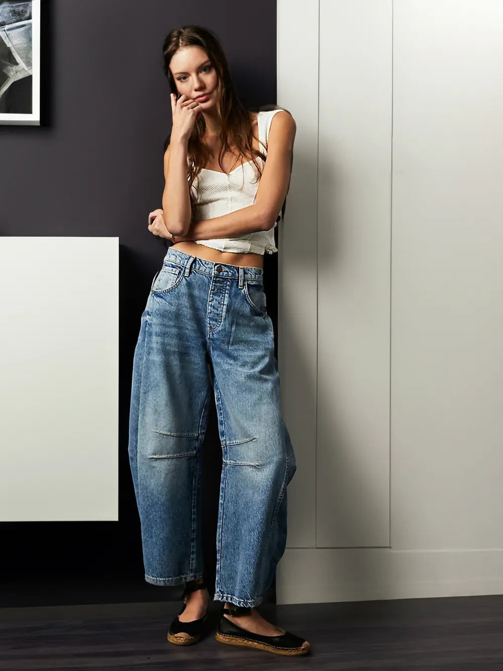 Martina | Damen Weit Geschnittene Jeans mit Nahtdetails