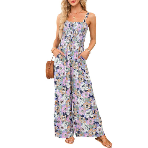 Ursula | Eleganter Damen-Frühlings-Jumpsuit mit Blumenmuster und weitem Bein