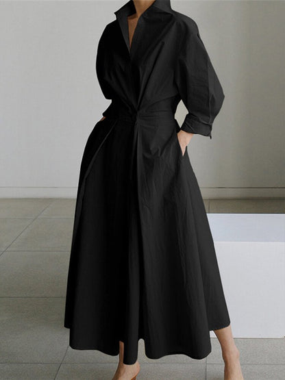 Jessica | Damen Tailliertes Hemd Maxi Kleid