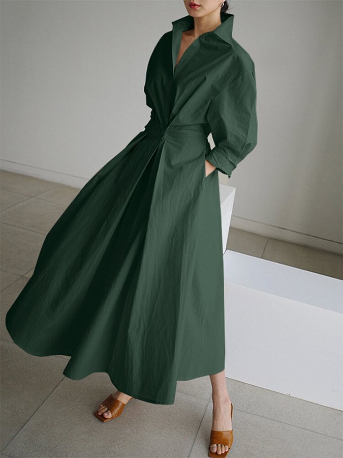 Jessica | Damen Tailliertes Hemd Maxi Kleid