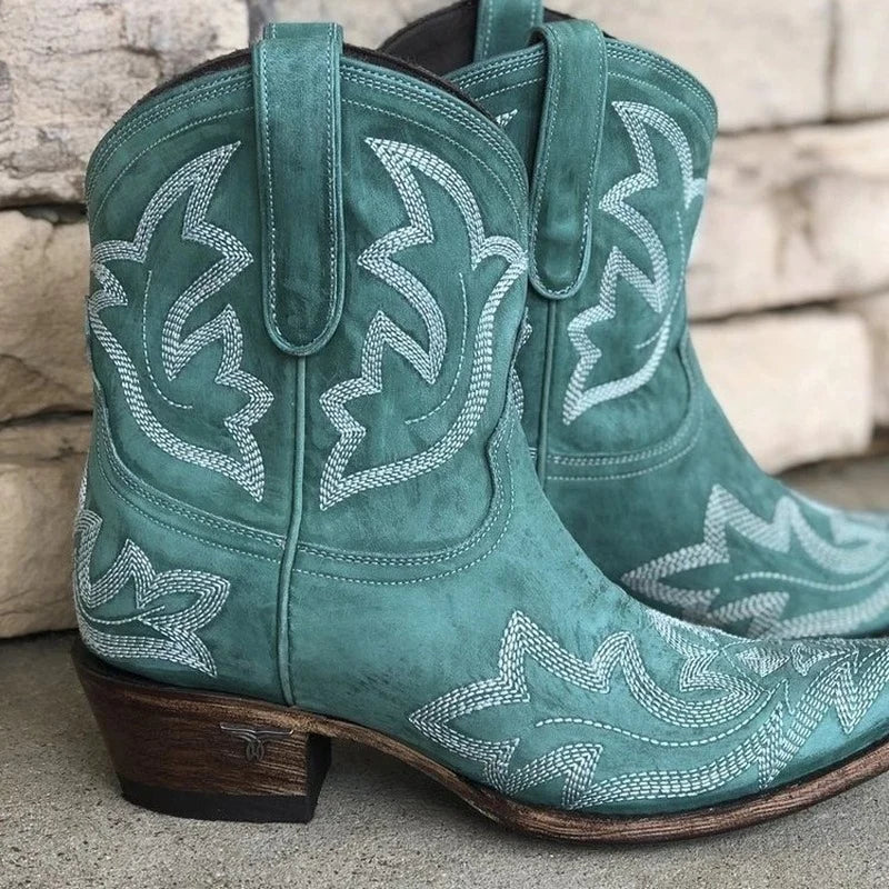 Emma | Damen Stilvolle Cowboy-Stiefel mit Western-Stickerei