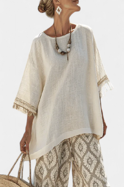 Renate | Damen Boho-Zweiteiler mit Weiten Hosenbeinen