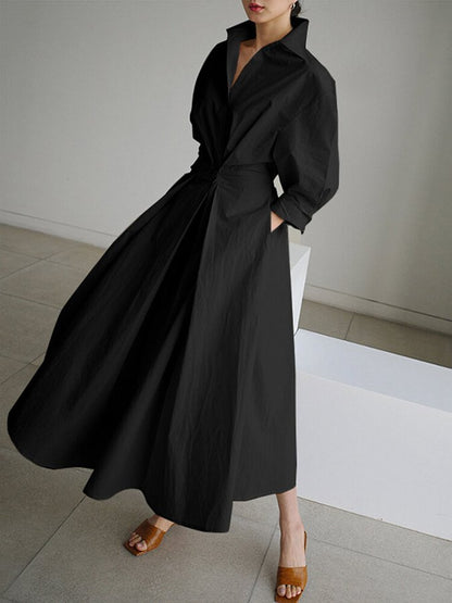 Jessica | Damen Tailliertes Hemd Maxi Kleid
