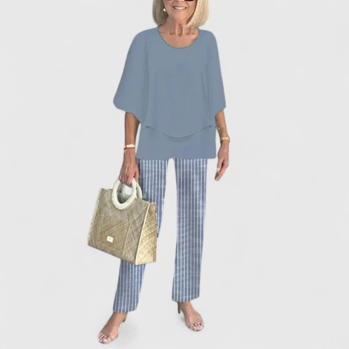 Angela | Damen Bedrucktes Zweiteiler Hosen Set