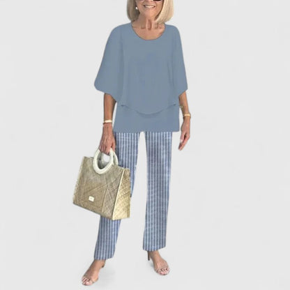 Angela | Damen Bedrucktes Zweiteiler Hosen Set
