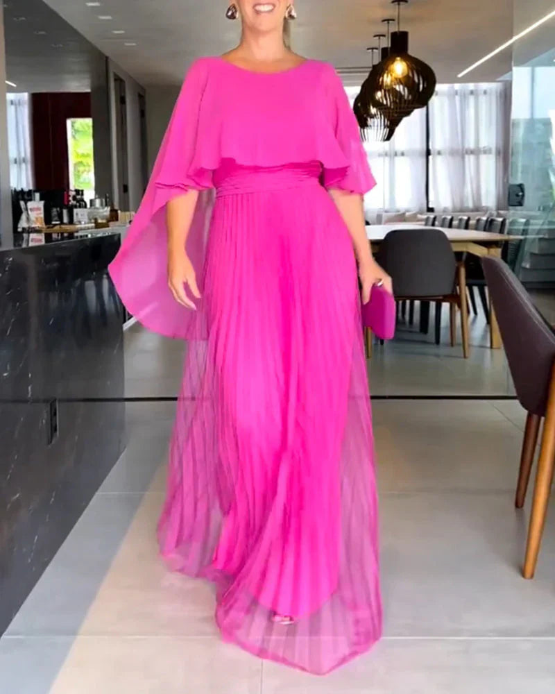 Theresa | Damen Bodenlanges Kleid mit Cape-Ärmeln
