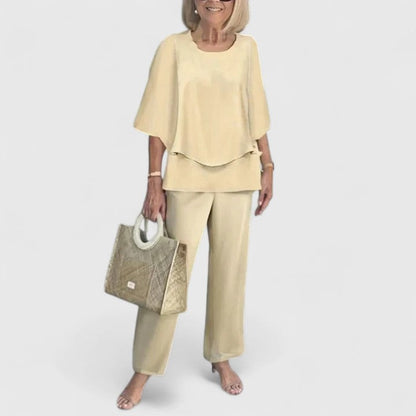 Angela | Damen Bedrucktes Zweiteiler Hosen Set