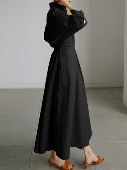 Jessica | Damen Tailliertes Hemd Maxi Kleid