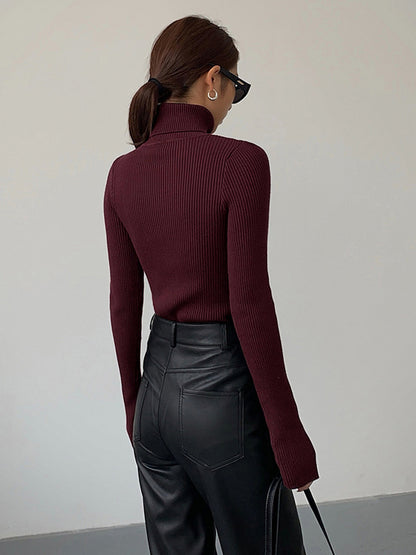 Jennifer | Damen Frühlings Stilvoller Gerippter Rollkragenpullover