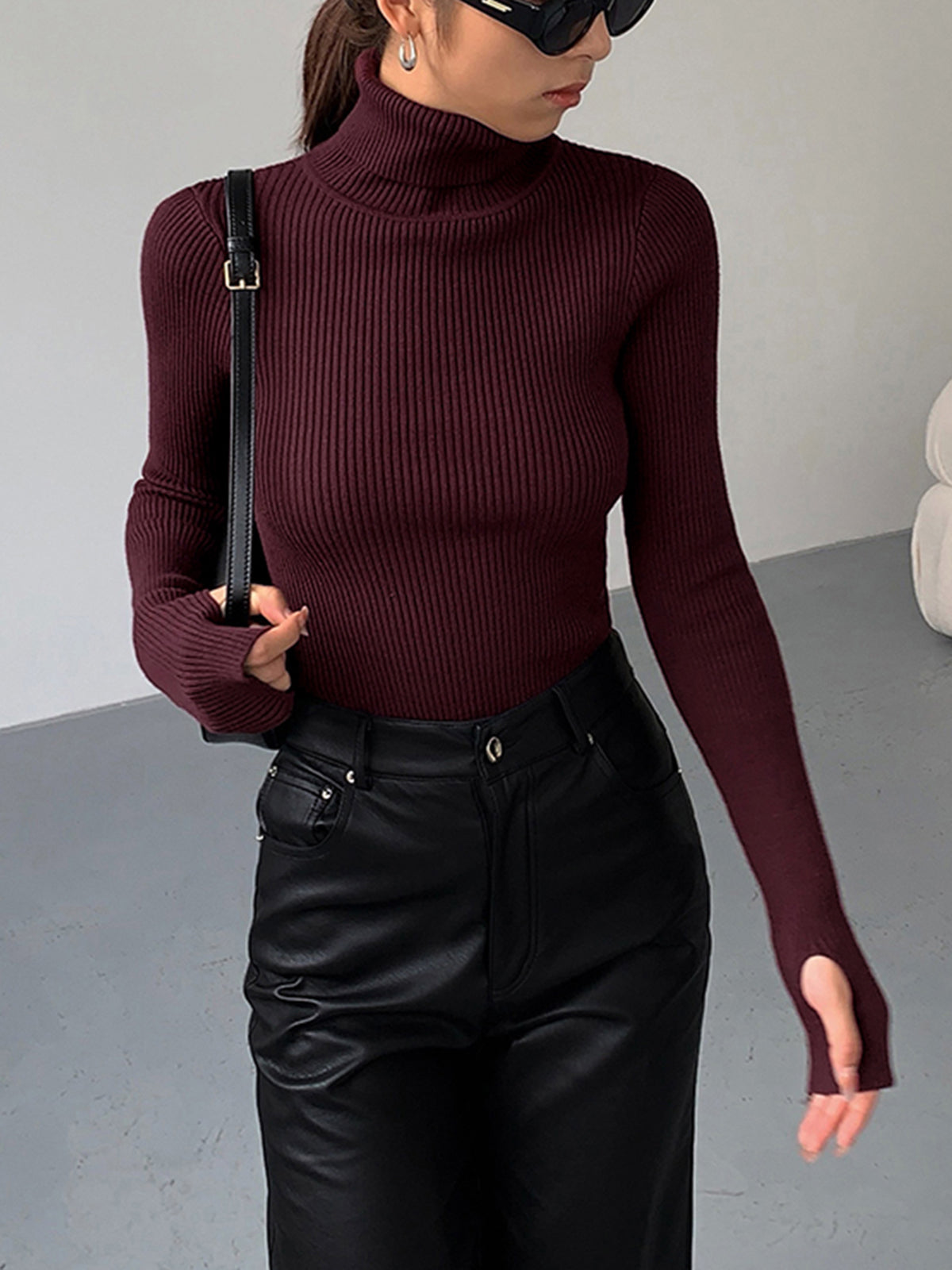 Jennifer | Damen Frühlings Stilvoller Gerippter Rollkragenpullover