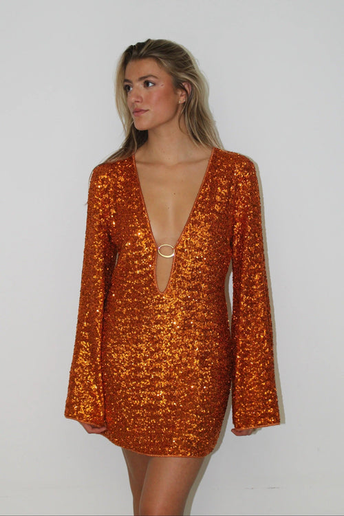 Leilani | Women's Long Sleeve Sequin Mini Summer Dress