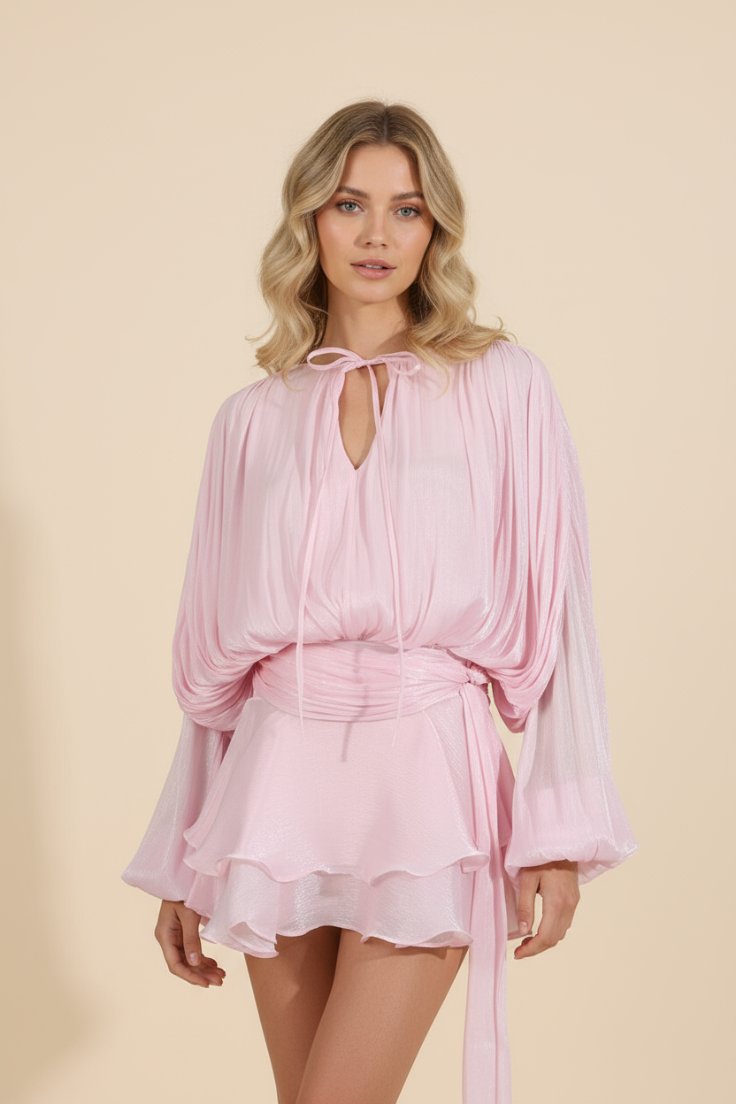 Sophia | Women’s Flowing Balloon Sleeve Mini Summer Vacation Dress