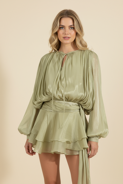 Sophia | Women’s Flowing Balloon Sleeve Mini Summer Vacation Dress