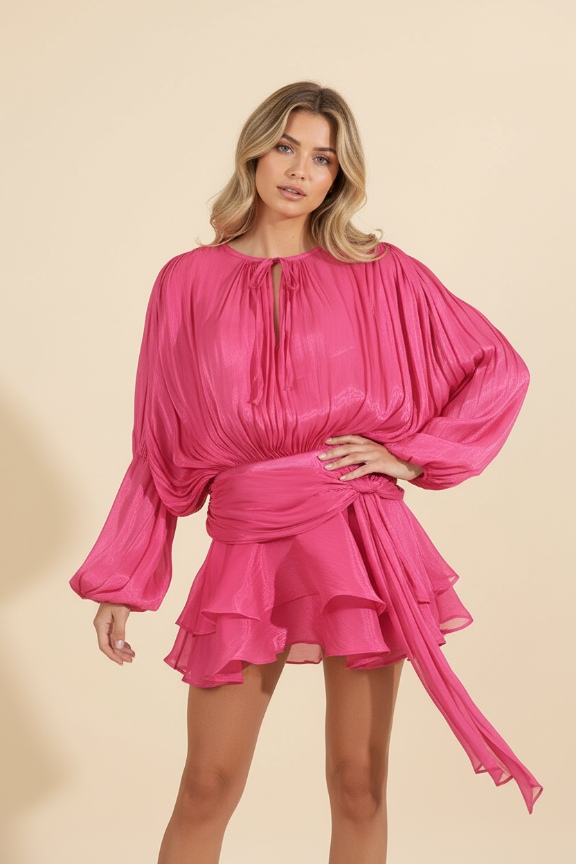 Sophia | Women’s Flowing Balloon Sleeve Mini Summer Vacation Dress