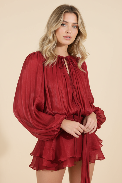 Sophia | Women’s Flowing Balloon Sleeve Mini Summer Vacation Dress