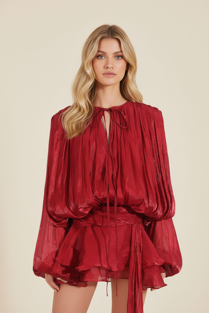 Sophia | Women’s Flowing Balloon Sleeve Mini Summer Vacation Dress