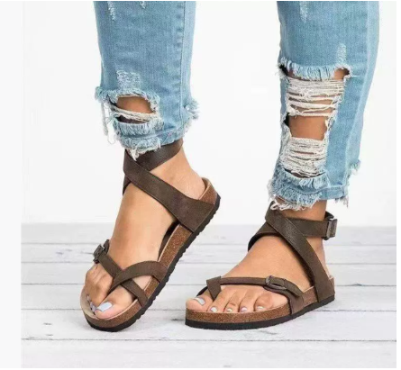 Susanne | Damen Frühlings-Flache Sandalen mit Riemen
