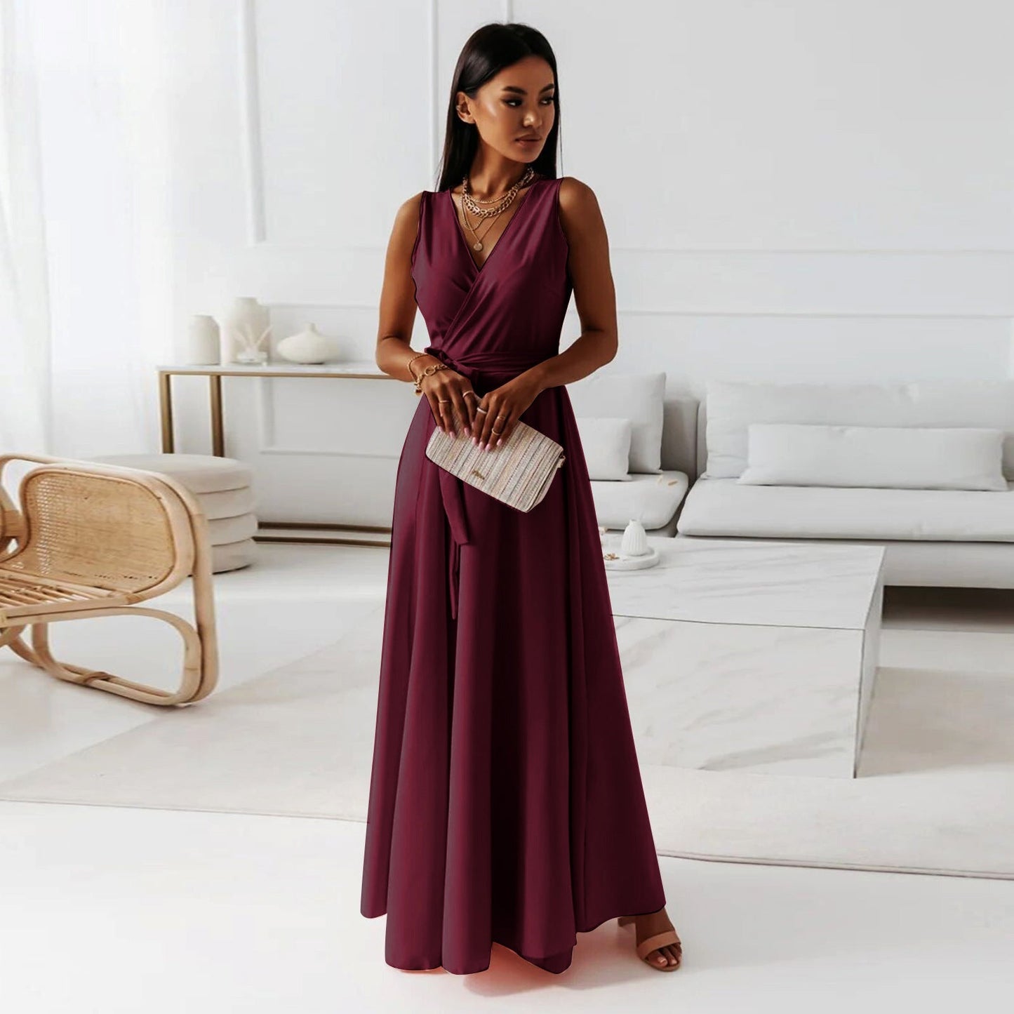 Jessica | Damen Wickel Maxi Kleid für Hochzeitsgäste