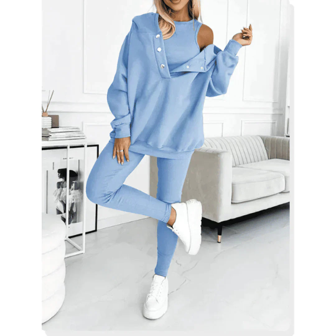 Jasmin | Damen Off-Shoulder-Sweatshirt- und Leggings-Set