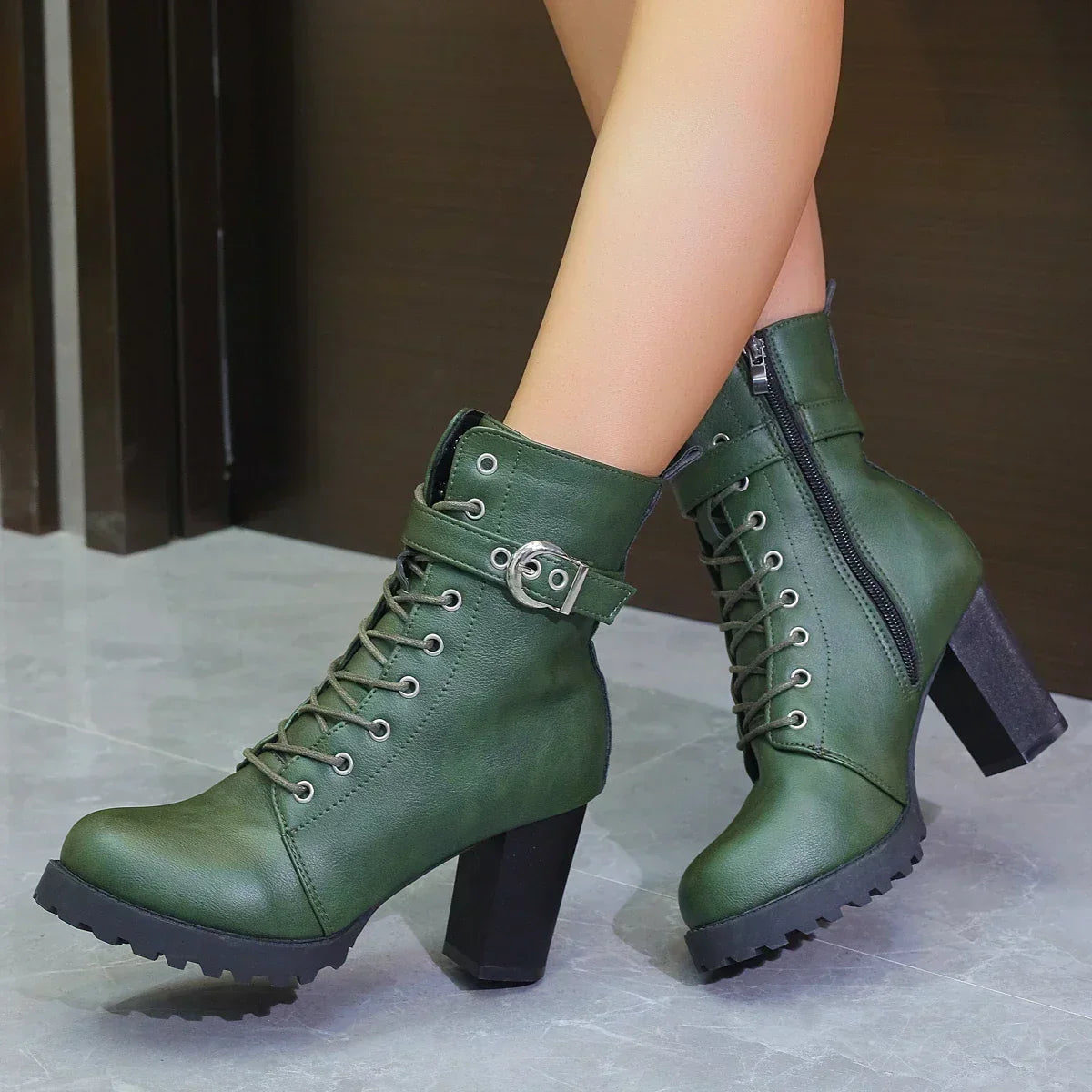 Claudia | Damen Schnürstiefeletten mit Schnallendetail