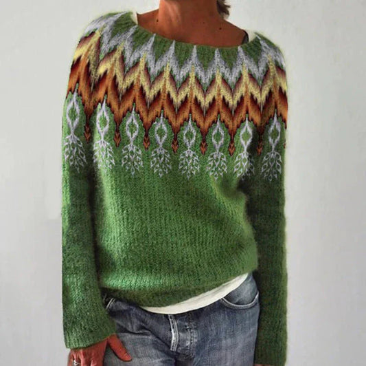 Andrea | Damen-Winter-Weihnachtspullover mit nordischem Muster