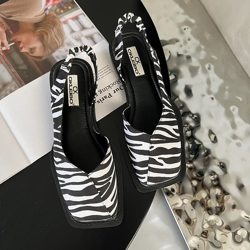 Marie | Damen Frühling Minimalistische Slingback Ballerina-Heels