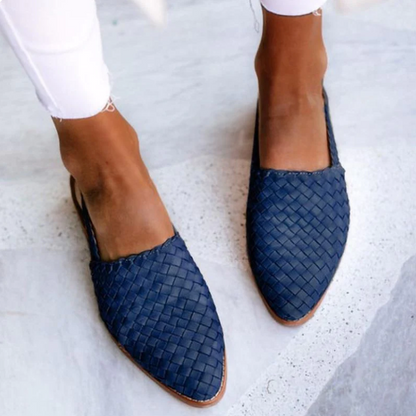 Verena | Damen Frühlings Geflochtene Slingback-Ballerinas