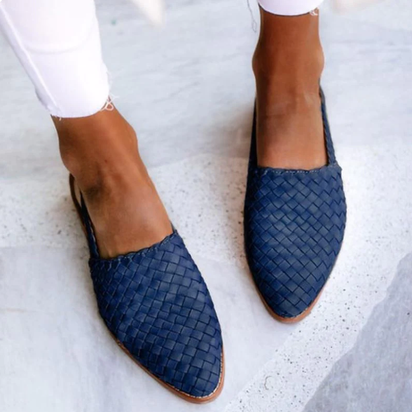 Verena | Damen Frühlings Geflochtene Slingback-Ballerinas