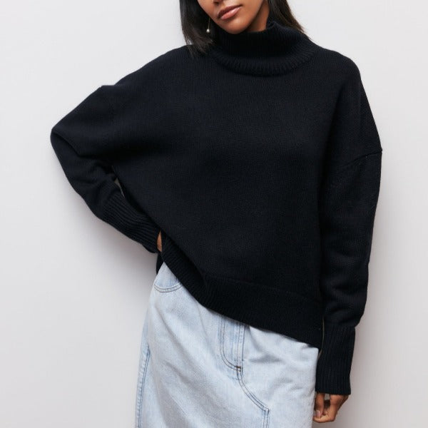 Lilian | Damen Übergroßer Winterpullover mit hohem Kragen