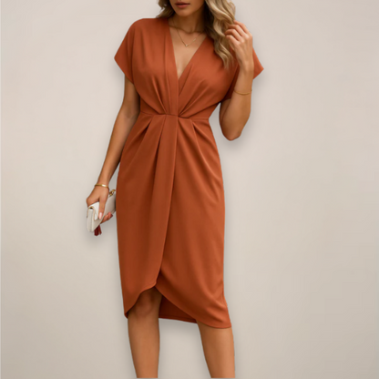Pauline | Damen Kurzarm Midikleid Mit Schlitz
