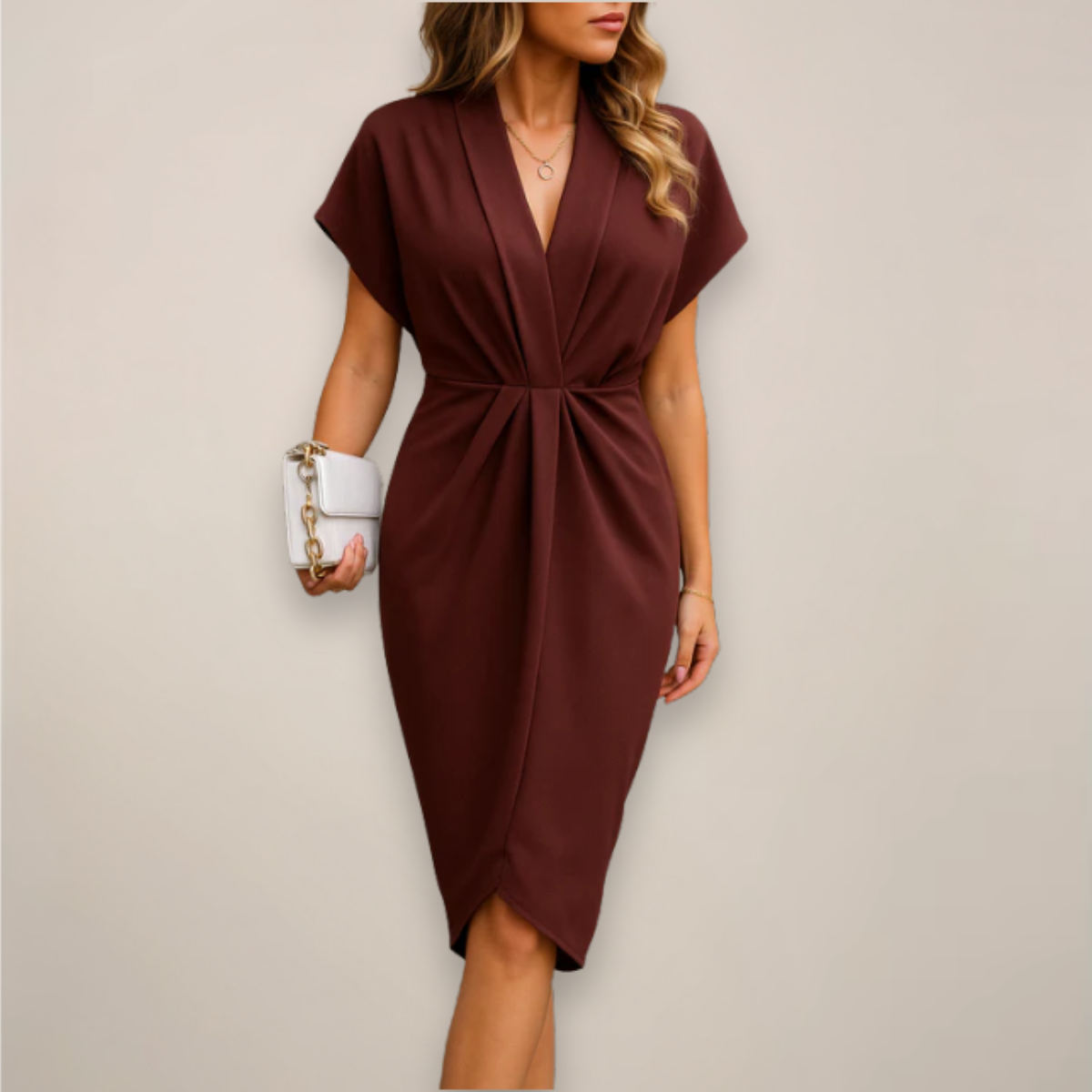 Leonie | Damen Midi-Wickelkleid für besondere Anlässe