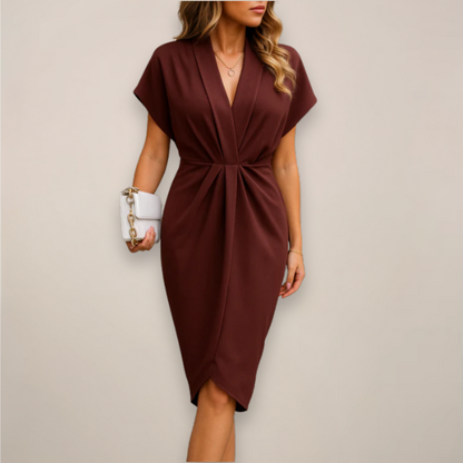 Pauline | Damen Kurzarm Midikleid Mit Schlitz
