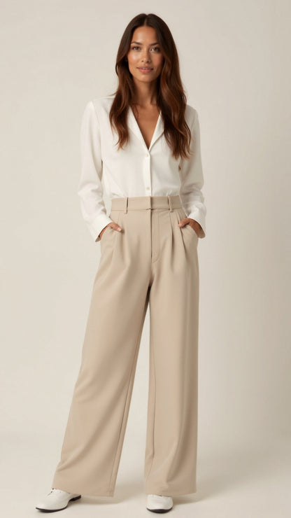 Gabriela | Damen Frühjahrs Hochtaillierte Weite Hose