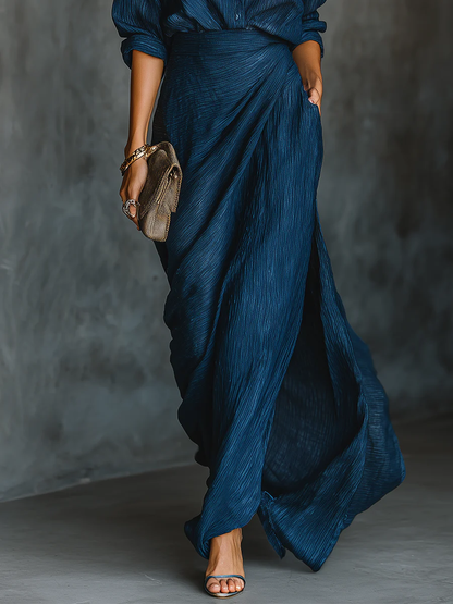 Elfriede | Damen Elegantes Hemd- und Langer Rock-Set