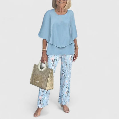 Angela | Damen Bedrucktes Zweiteiler Hosen Set